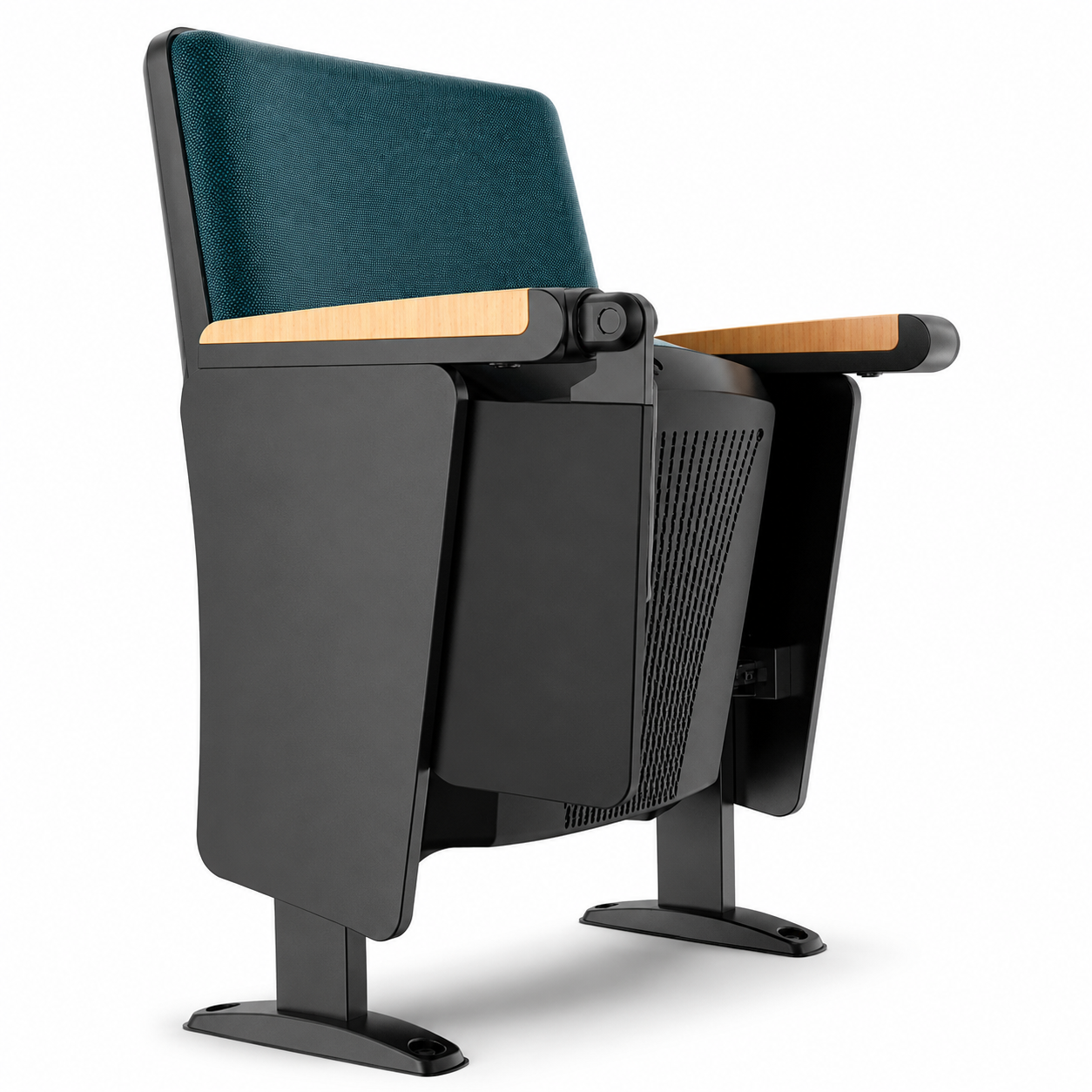 Tekkashop STAC1203 Luxury Auditorium Seating Chair With Foldable Writing Tablet Fabric Upholstered Theatre Conference Hall Cinema Seat (Pre-Order)