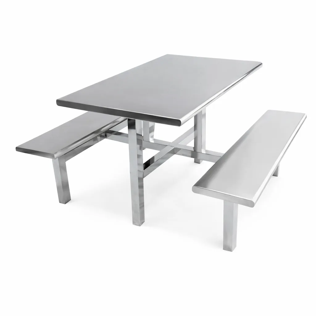Canteen Style Heavy Duty 304 Grade Stainless Steel Dining Table Bench , BJDT230