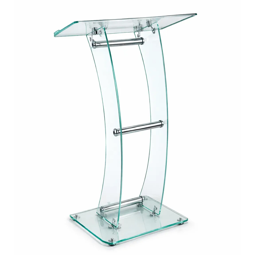 Tekkashop LVRS2003 Transparent Style Tempered Glass Rostrum for Office & Annual Events