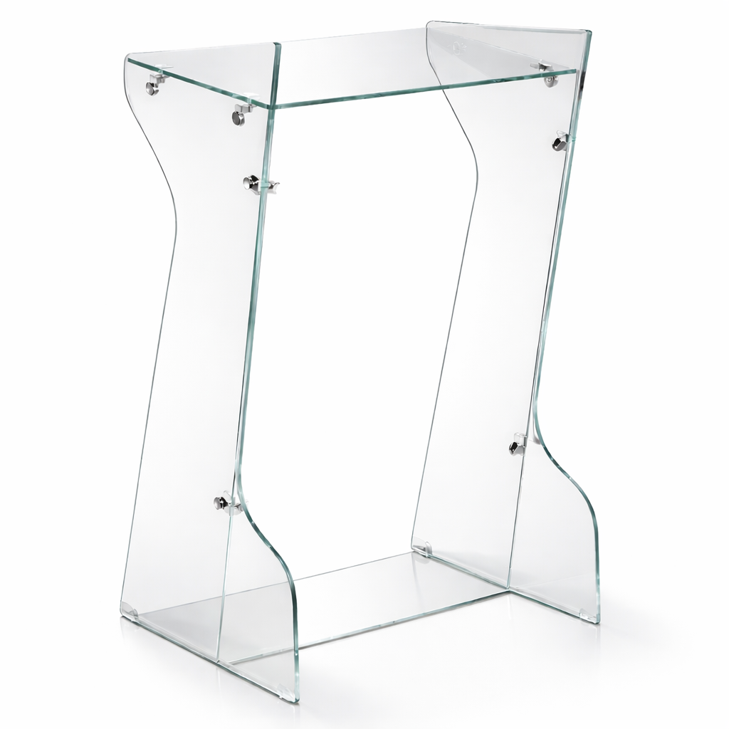 Tekkashop LVRS2166 Contemporary Tempered Glass Rostrum Stand Lectern Speech Presentation Stand
