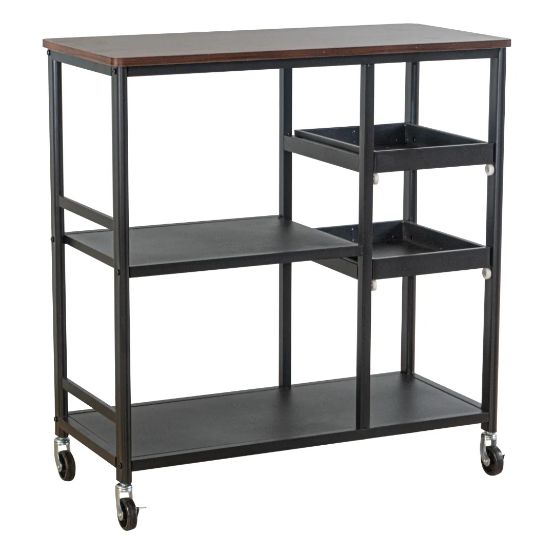 Multi Purpose Kitchen Cart 80cm Rolling Storage Trolley with Sliding T, FDFT425