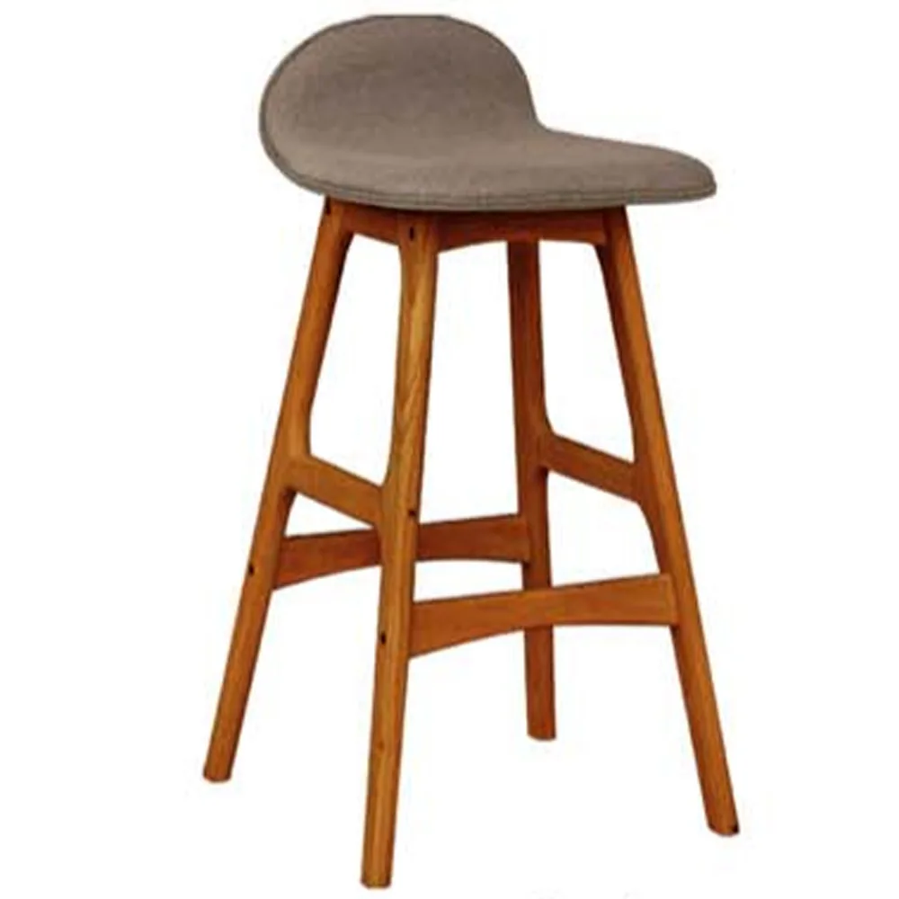 Country Style Low Back Fabric Cushion Seat Bar Chair Wooden Frame with, HKBC832