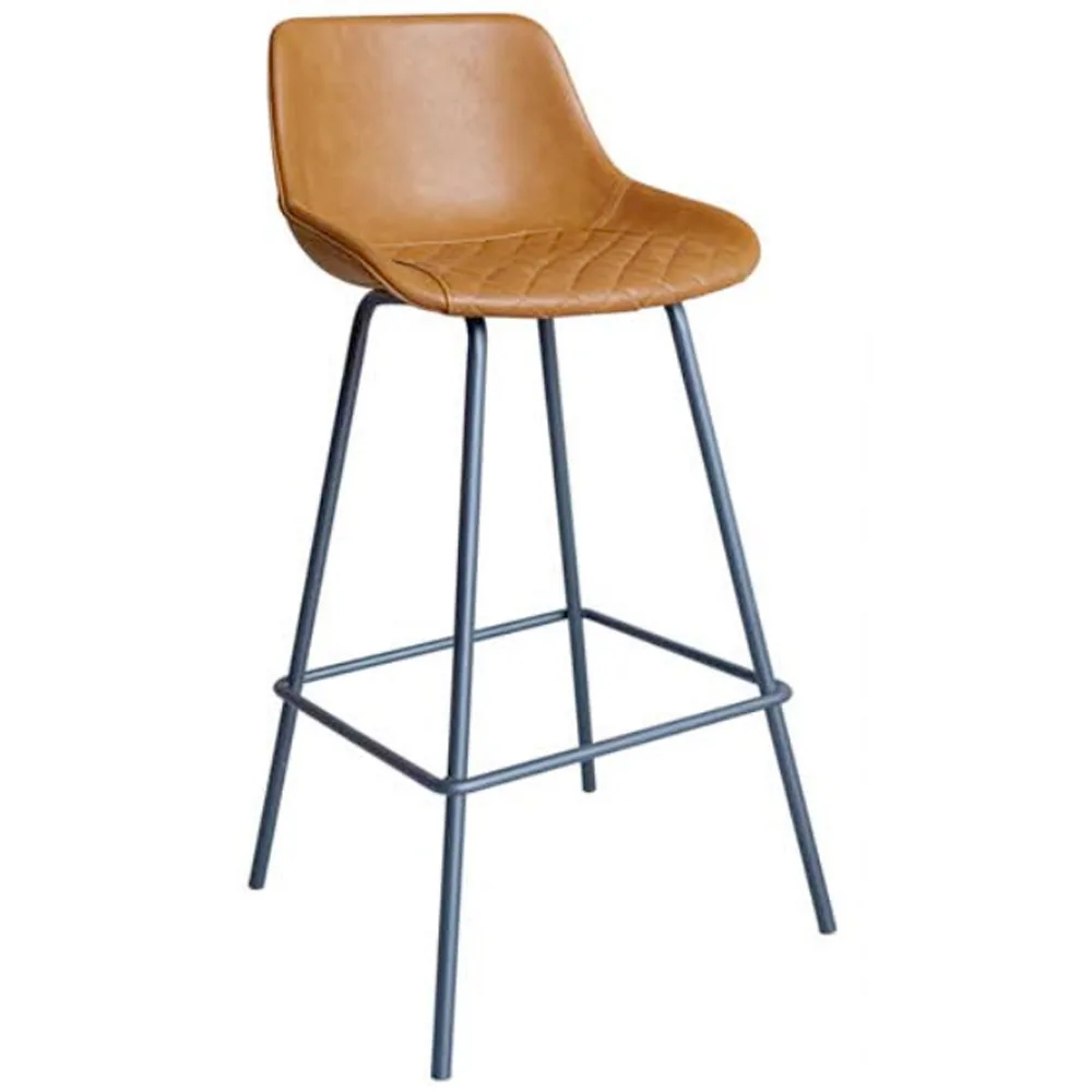 80s Country Style Low Back Lozenge Stitch Seating Pad Dining Bar Chair, HKDBC143
