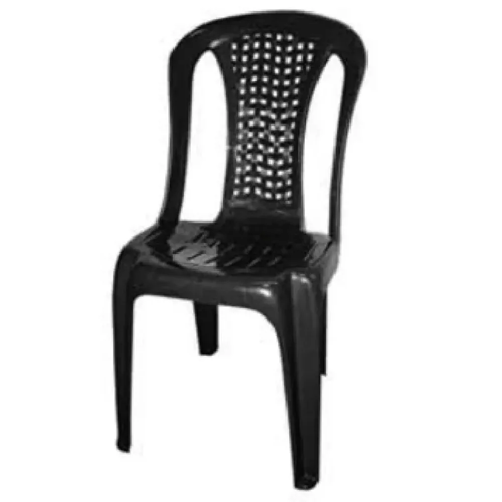 Mamak Style PP Plastic Dining Chair with Backrest - Black, HKDC114