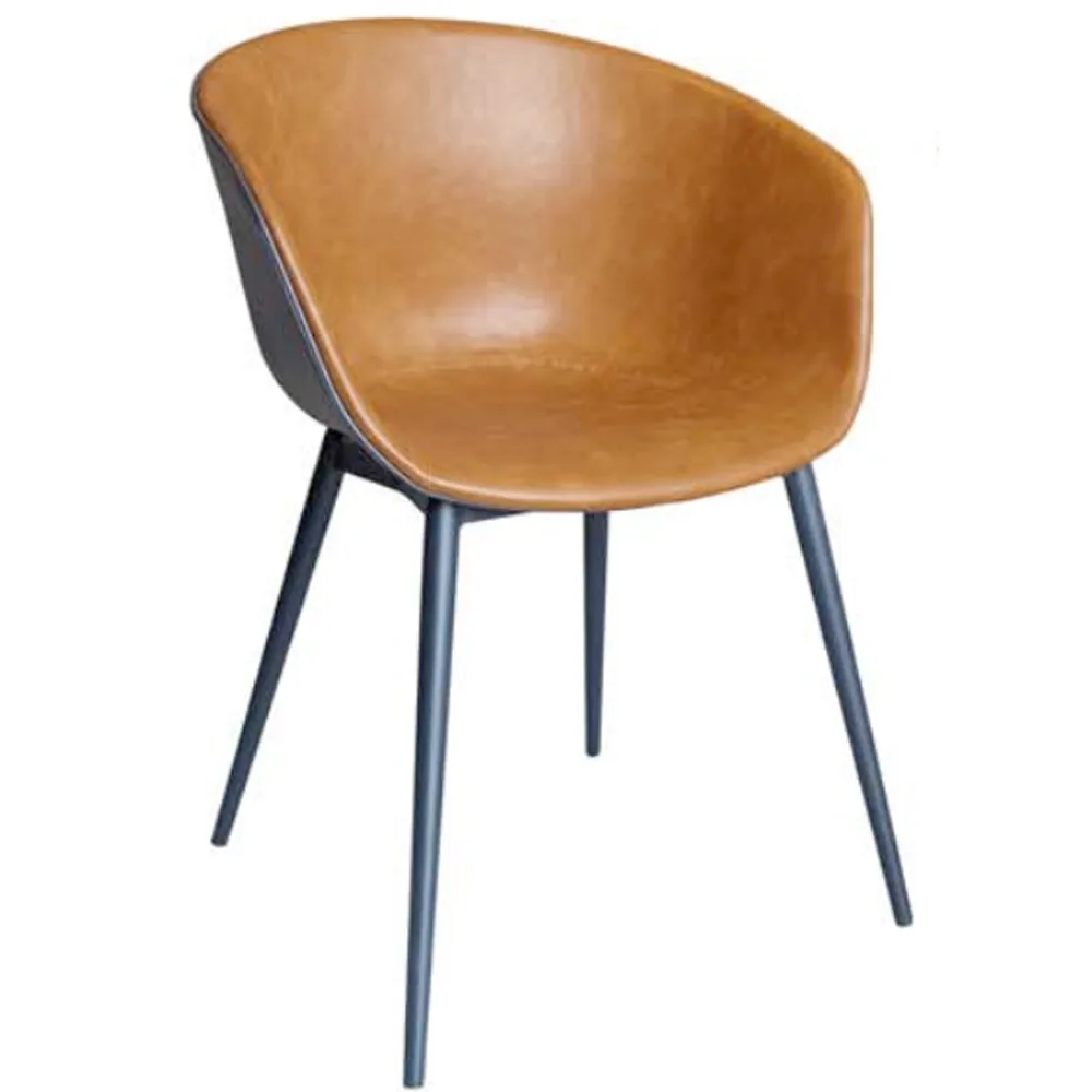 80s Country Style Half Moon Shaped PU Leather Seat Dining Chair with M, HKDC142