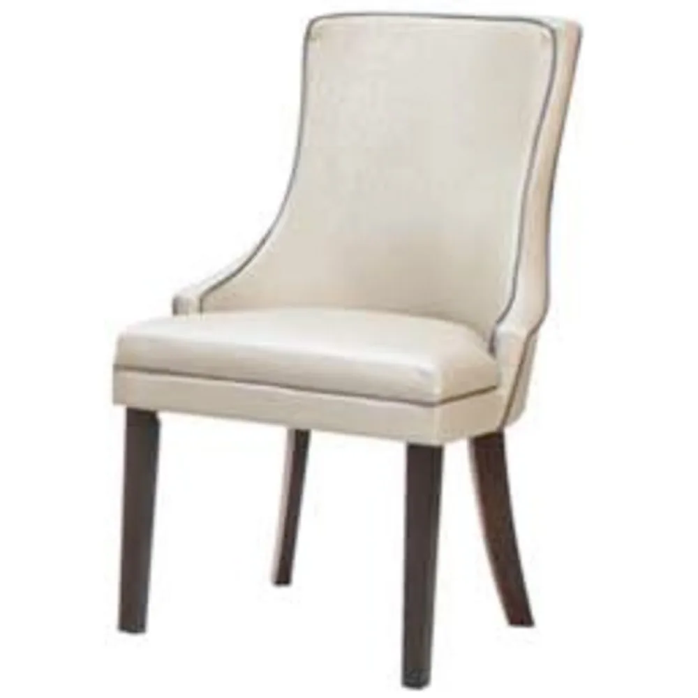 English Glam Style Wide Backrest PU Leather Cushion Seat Dining Chair , HKDC803