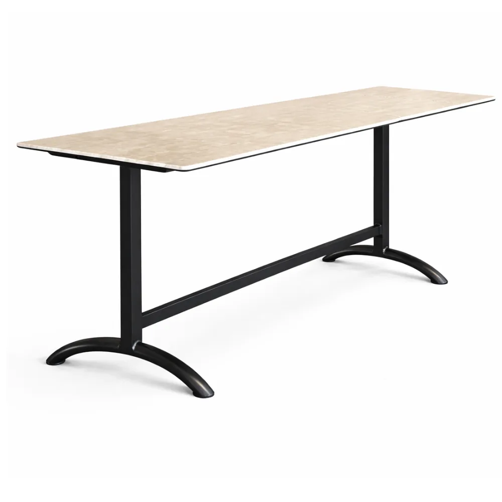 Modern Style Heavy Duty HPL Top Metal Frame Leg Rectangle Shaped Cafe , HKDT485