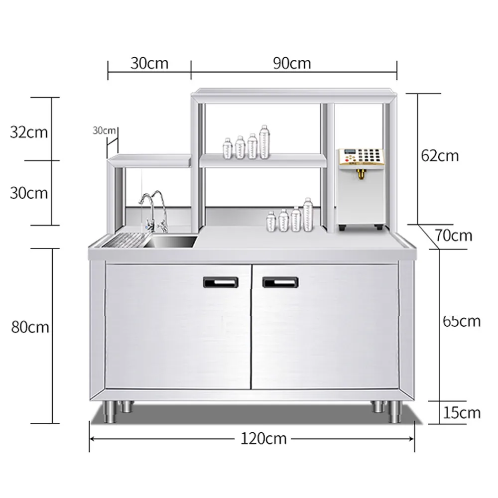 Bubble Milk Tea Juice Bar Coffee Making Deck Stainless Steel Operation, HLKC1850