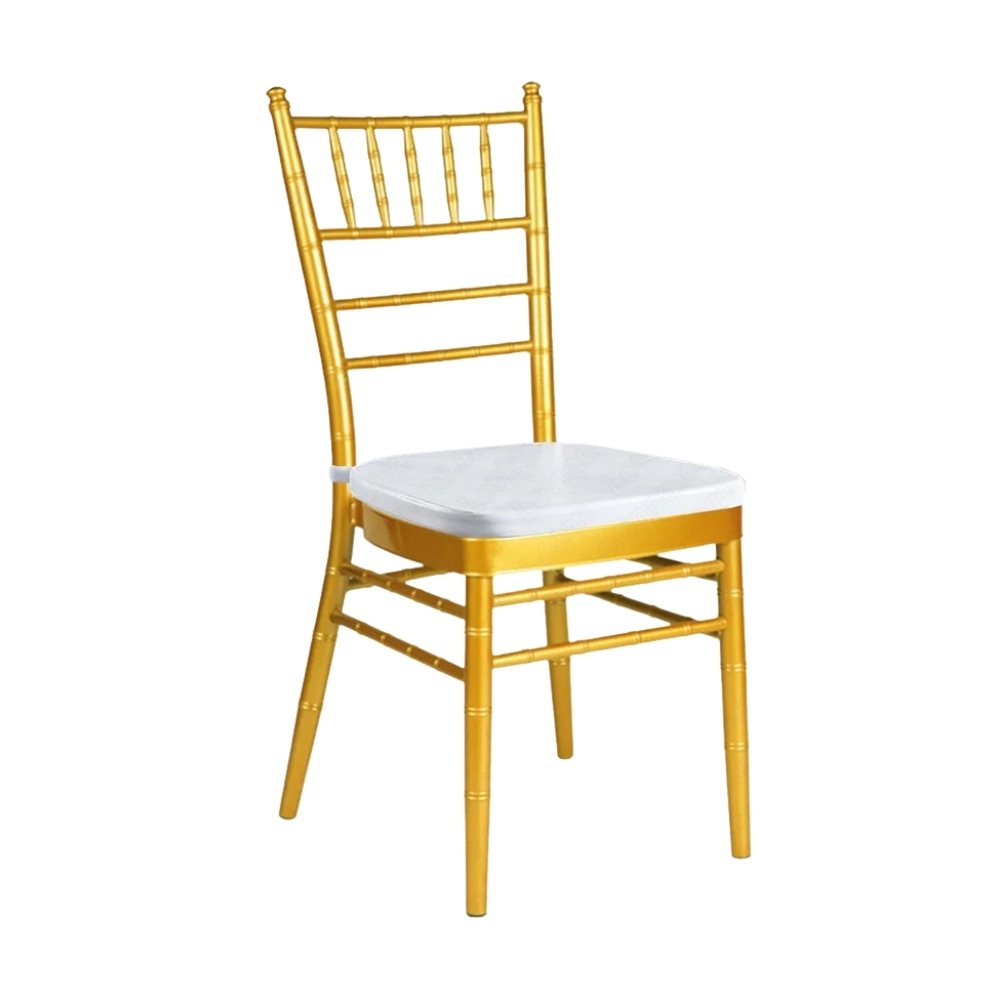 Tekkashop LVDC2750 Classic Chiavari Banquet Dining Chair - Gold / White