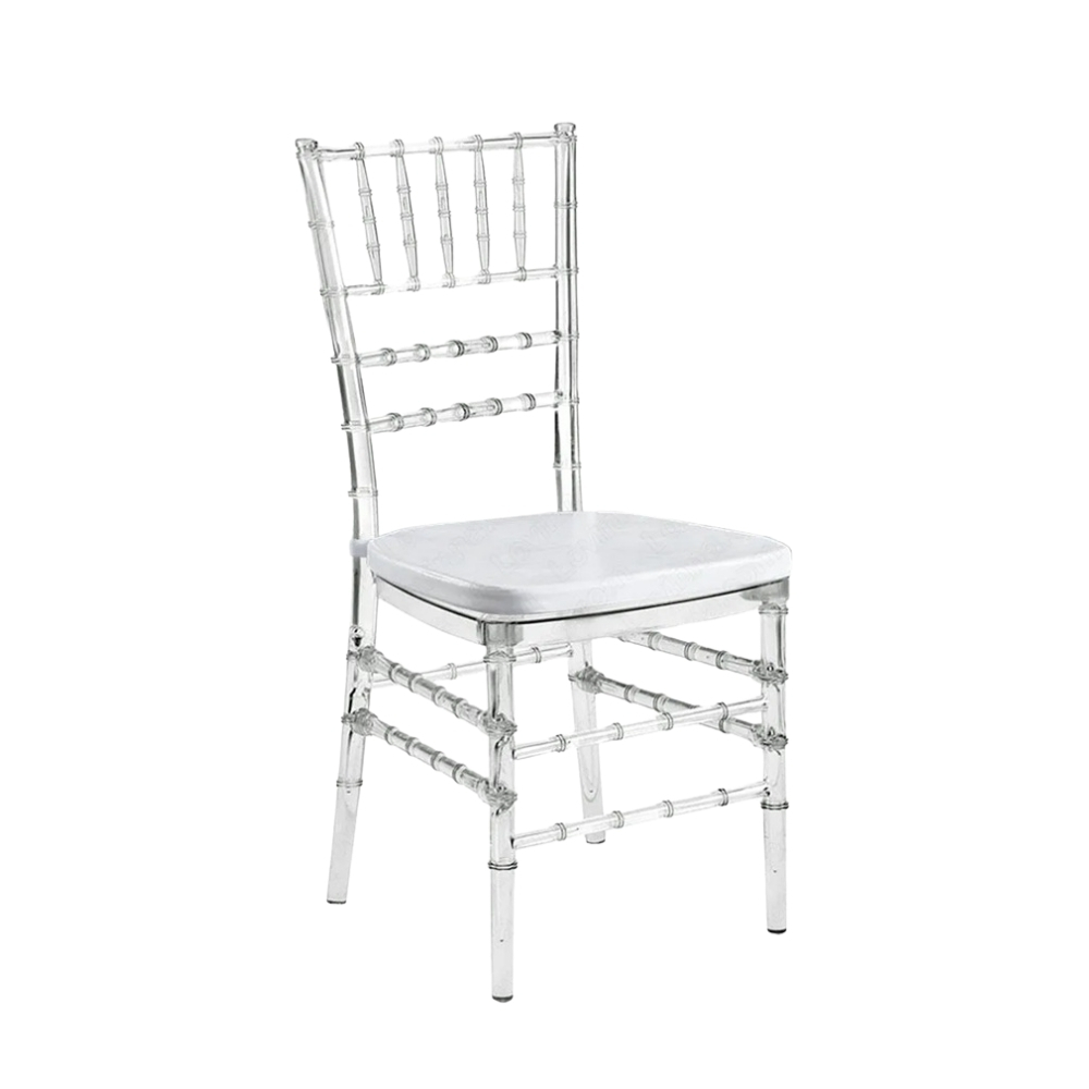 Tekkashop LVDC4917 Classic Chiavari Dining Chair with Cushion Seat - Transparent