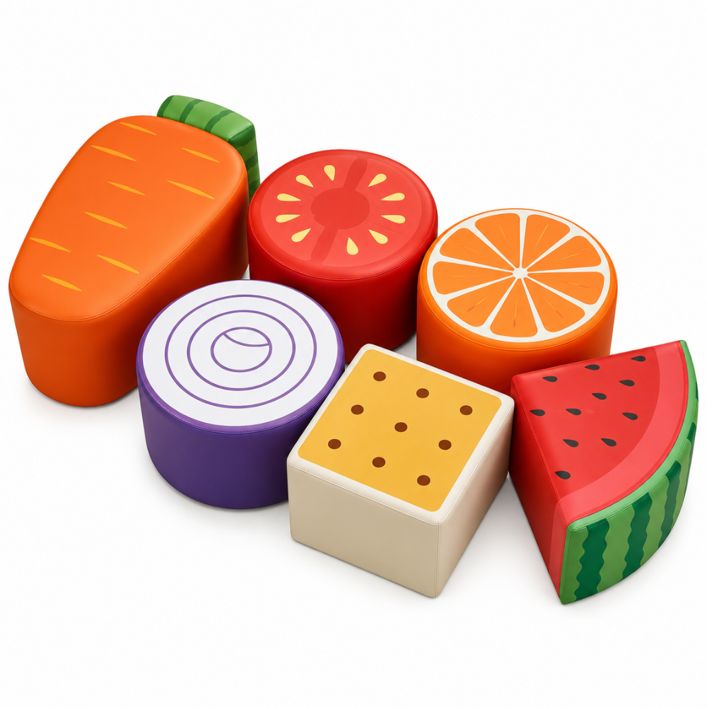 Tekkashop YSSF1483 Colorful Fruits and Vegetable Kids Modular Seating Stool Set - Colorful