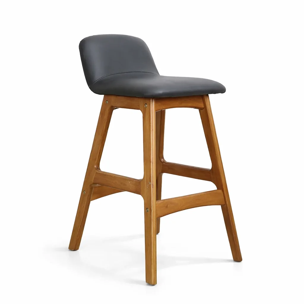 Retro Style PU Leather Cushion Seat Bar Stool With Mini Backrest, KPBS609