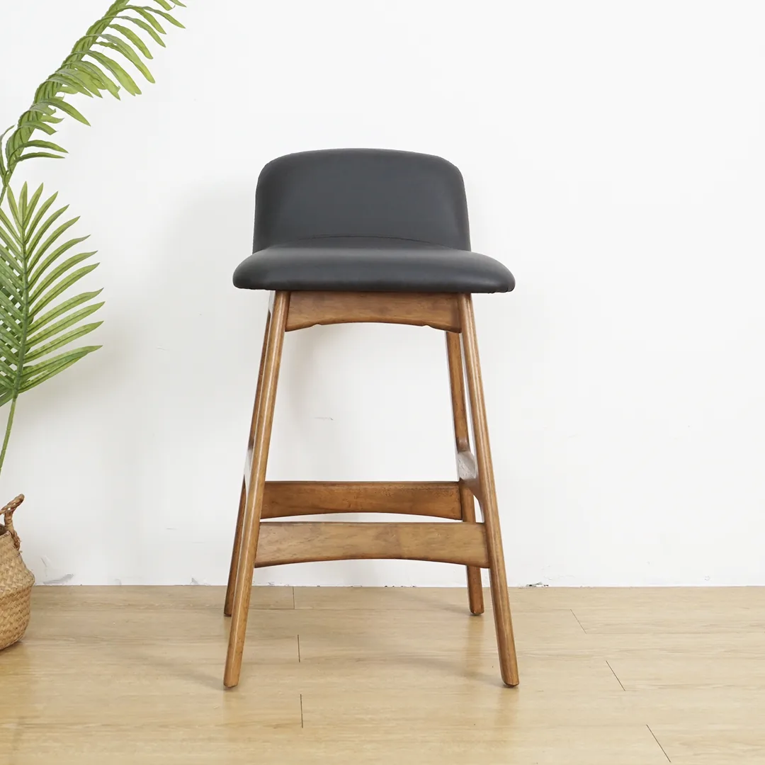 Retro Style PU Leather Cushion Seat Bar Stool With Mini Backrest, KPBS609 (view 3)