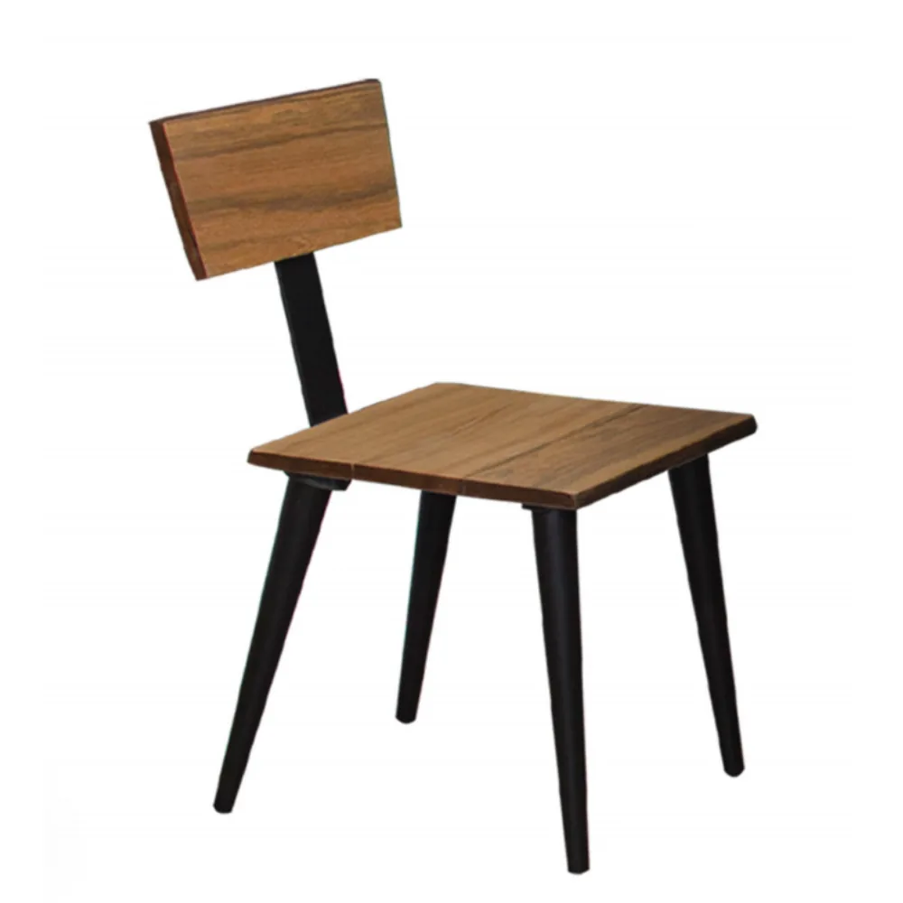 Retro Style Wooden Dining Chair With Black Metal Legs Cafe Restaurant , KPDC3832