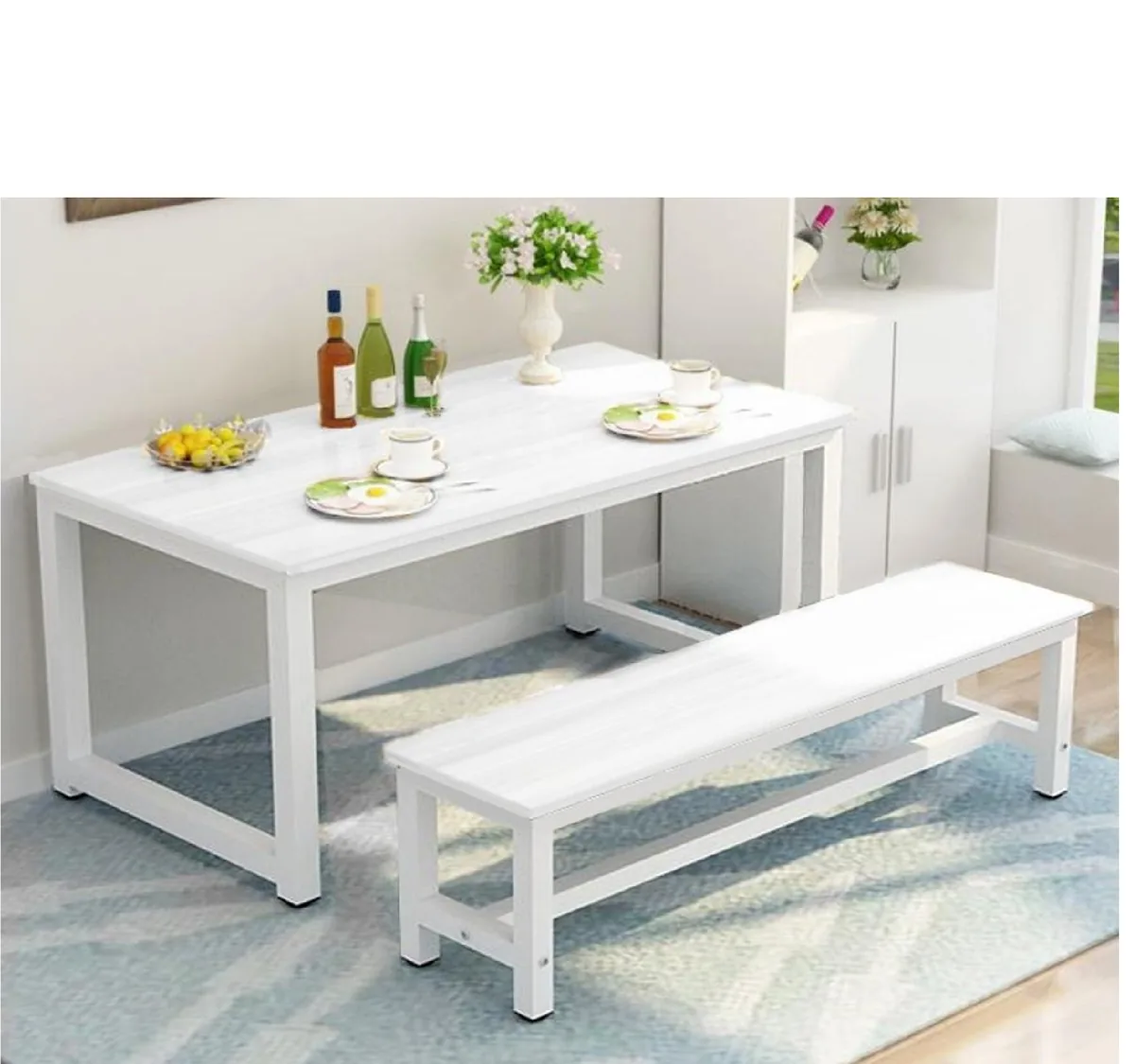 Industrial Style Home Dining Canteen Table With Long Bench [180x80cm] , LBDT1075 (view 3)
