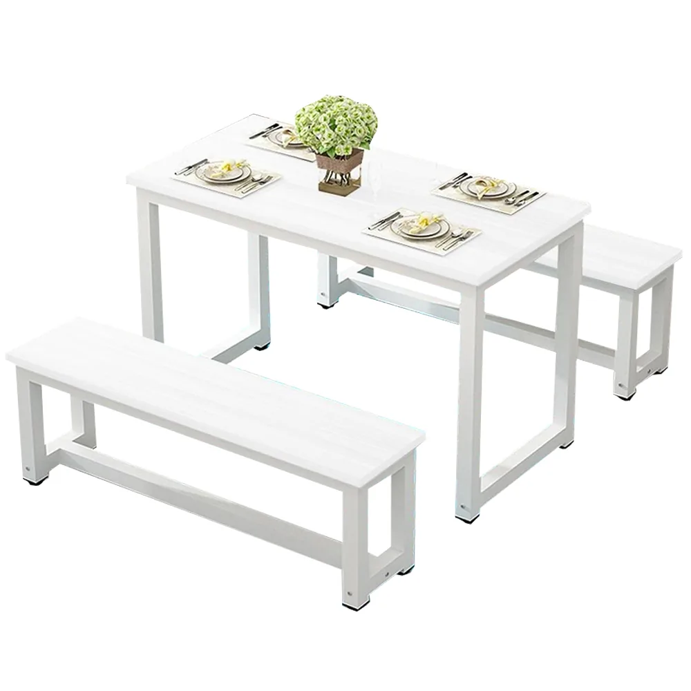 MidCentury Canteen Style Dining Table  [180x80] Set With 2 Long Benche, LBDT1487