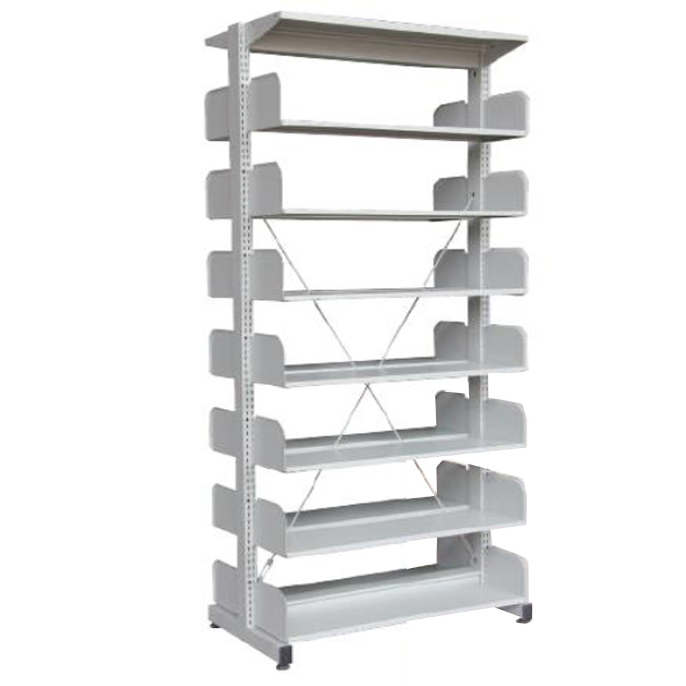 Tekkashop TNLR1480 Commercial School University Closed Panel Double Sided Library Rack with 7 Level Shelves