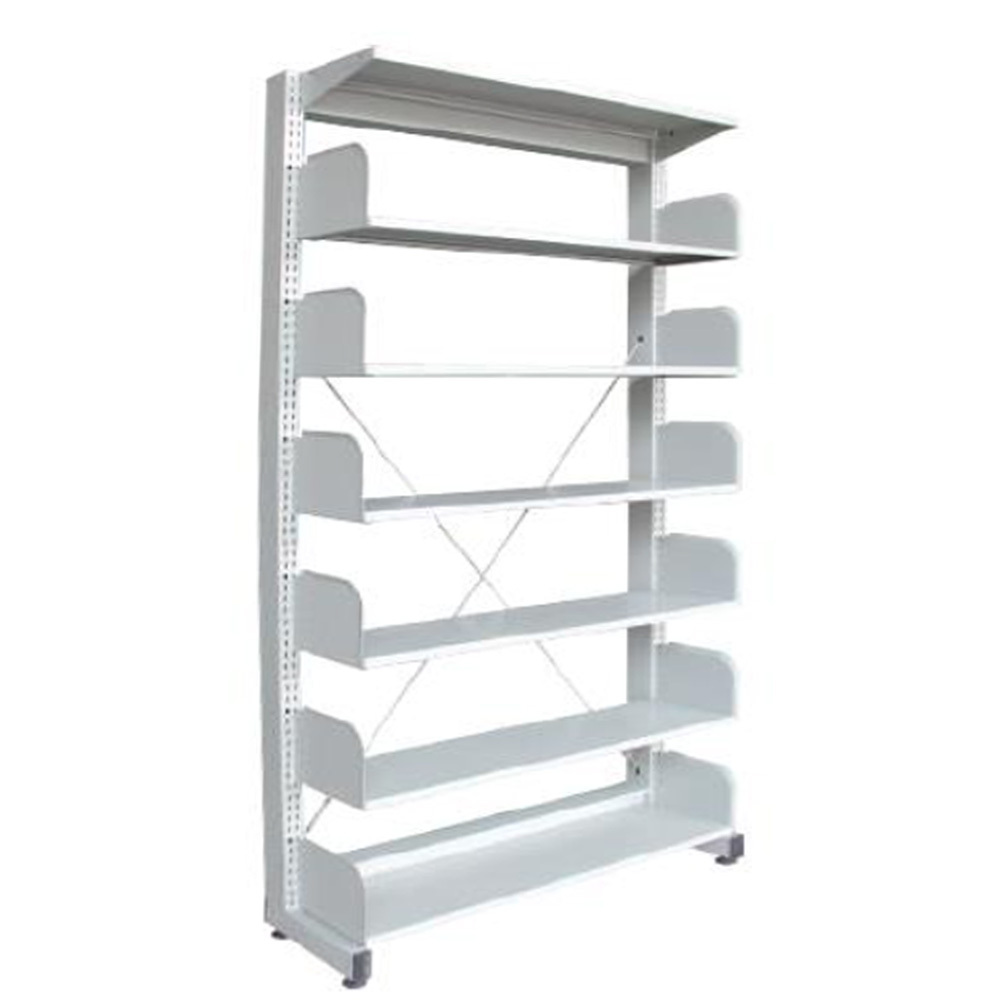 Tekkashop TNLR970 Commercial School University Open Panel Single Sided Library Rack with 6 Level Shelves