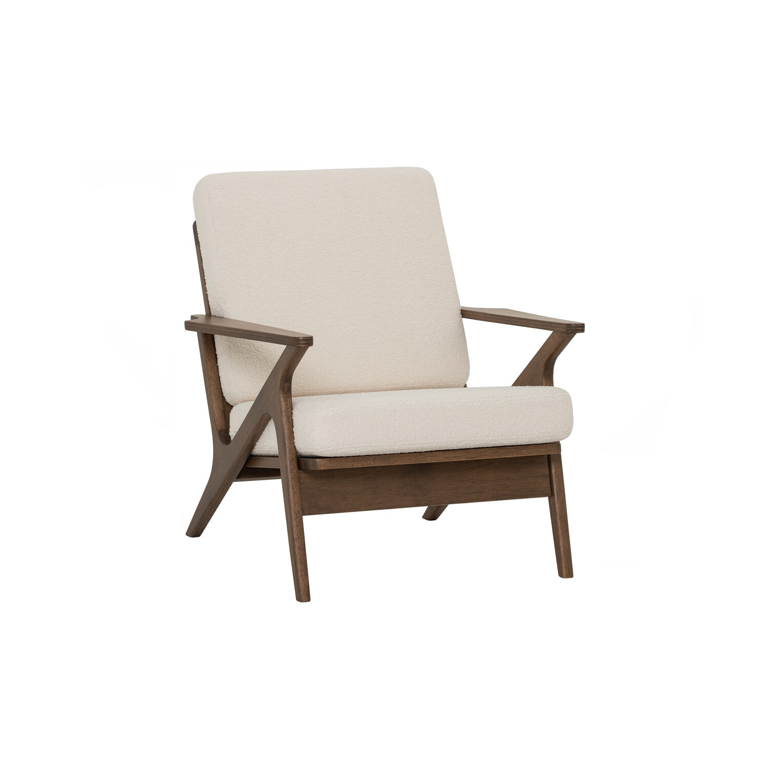 Tekkashop FDSF1158 Modern Lounge Chair with Fabric Cushion - Brown / Cream