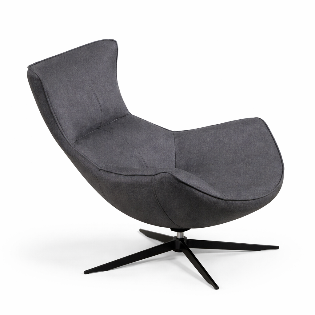 Tekkashop MXLC2548 Modern Style PU Standard Size Lounge Chair with Swivel Base - Blue / Grey / Purple / Green