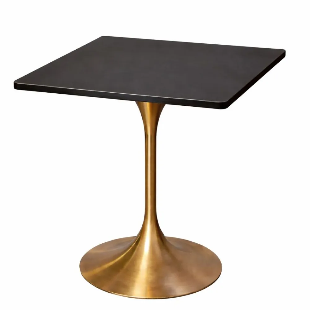 Elegant Style Restaurant Square Dining Table with Gold Stainless Steel, MWDT1006
