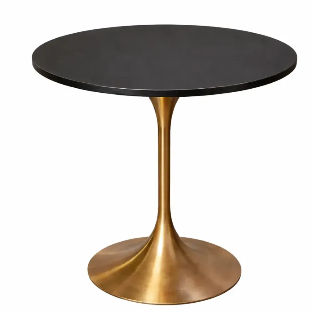 Elegant Style Restaurant Round Dining Table with Gold Stainless Steel , MWDT1061