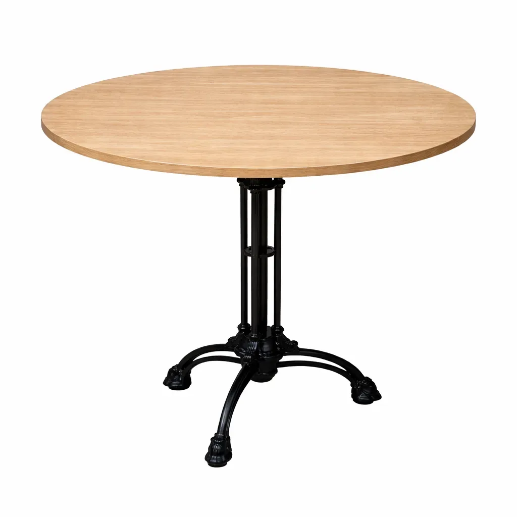 Industrial Round Dining Table Melamine Table Top with Cast Iron Table , MWDT600