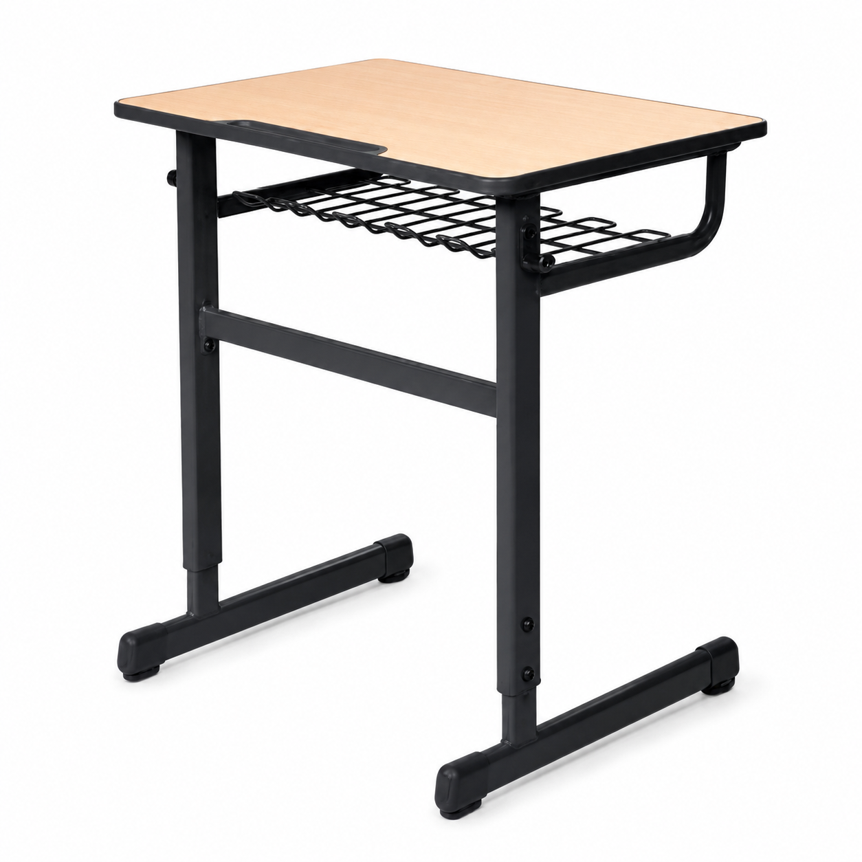 Tekkashop YSSD431 Adjustable Secondary Student Study Desk with Open Storage Rack School Writing Table Metal Frame