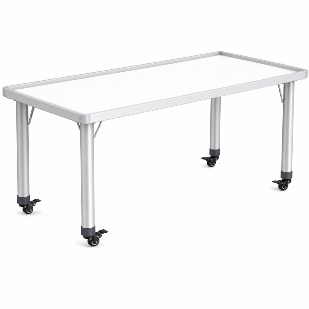Tekkashop YSMT815 Contemporary Kindergarten Movable Multipurpose Activity Table - Silver / White