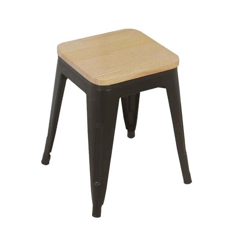 Industrial Style Mild Steel Metal Frame Low Chair Bar Stool with Woode, SIBS275