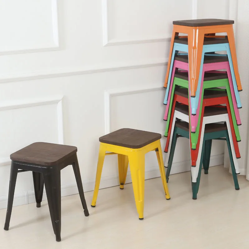 Industrial Style Mild Steel Metal Frame Low Chair Bar Stool with Woode, SIBS275 (view 3)