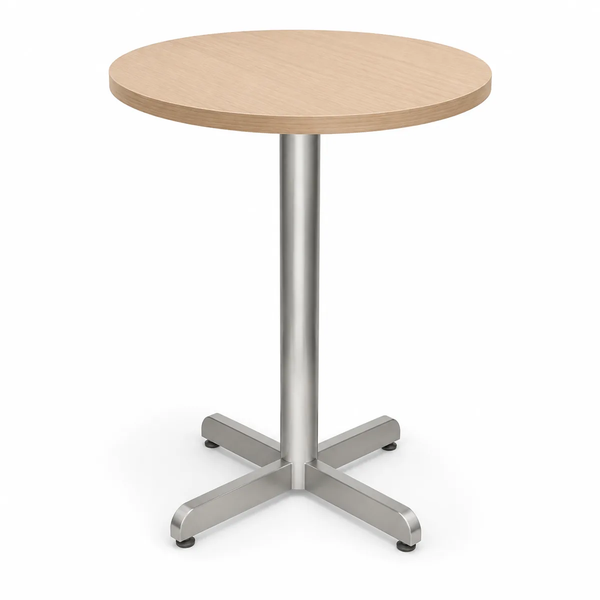 Scandinavian Style Round Cafe Bar Table with Stainless Steel Cross Bas, SIBT05