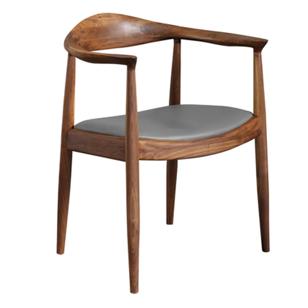 Contemporary American Style Walnut Brown Wood Lounge Armchair Dining C, SILC617