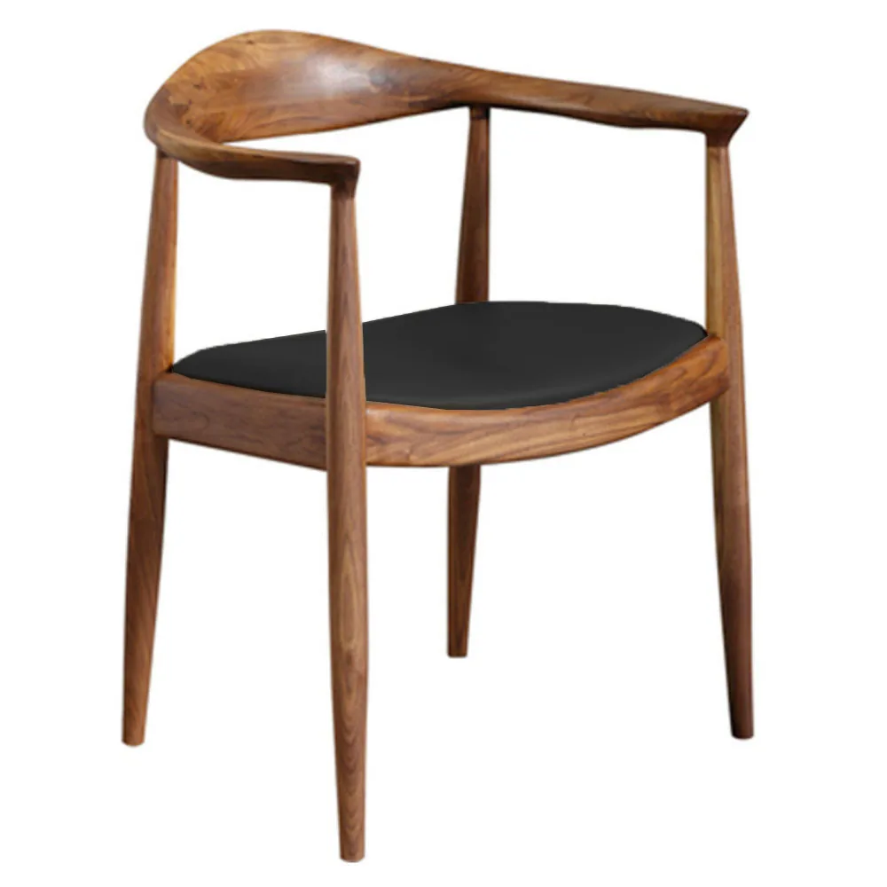Contemporary American Style Walnut Brown Wood Lounge Armchair Dining C, SILC617 (view 2)