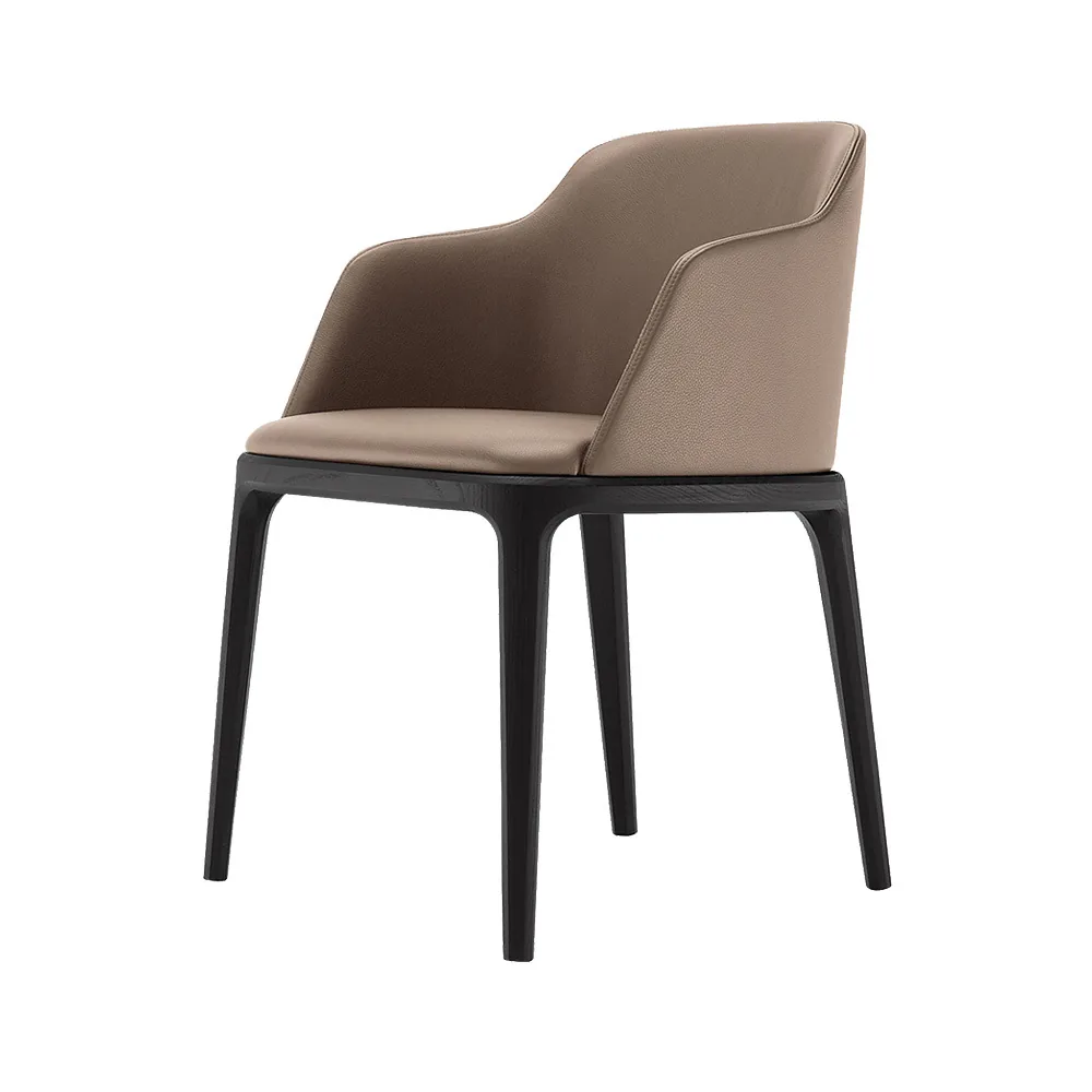 Designer Style Cafe PU Leather Cushion Wood Frame Seating Lounge Armch, SILC667 (view 2)
