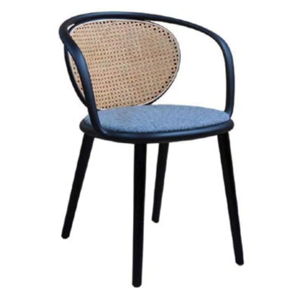 Contemporary Style Rubberwood Frame Rattan Backrest and Cushion Seatin, SIPA600