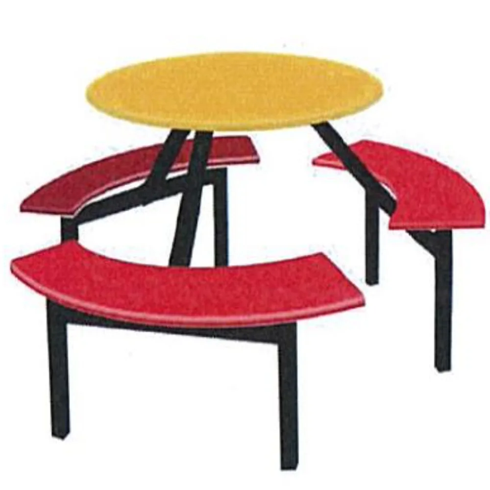 Retro Style Fast Food Chain Outdoor Grade 6 Pax Round Dining Table Set, TNDT946 (view 2)