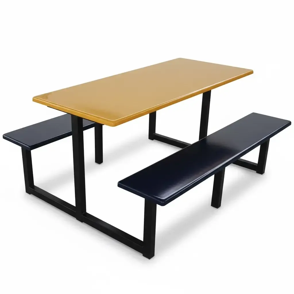 Industrial Fibreglass 8 Pax Canteen Table Set with 2 Benches Metal Fra, TNTC3232